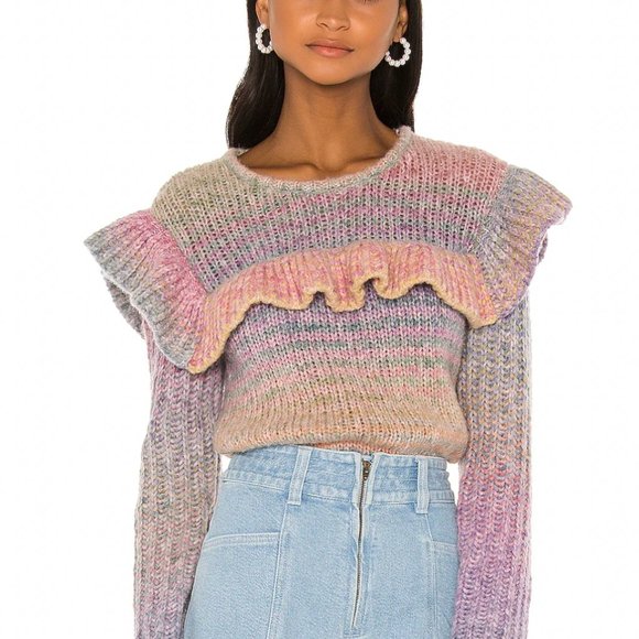 LoveShackFancy Yumi Rainbow Ruffle Sweater Pullover - Picture 4 of 13
